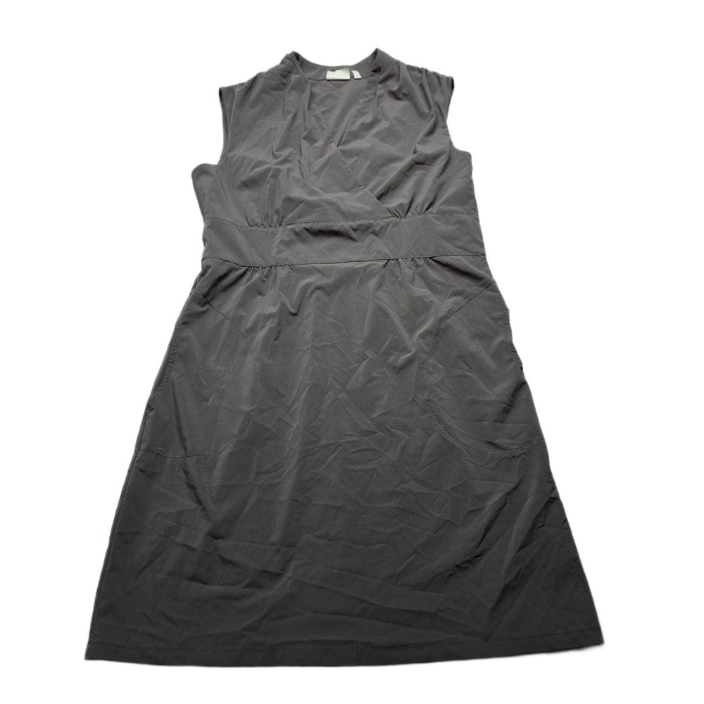 Athleta Travel‎ Dress Womens Size 10 Black Side Zip Pockets Lightweight V-Neck